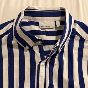 ASOS Navy and White Striped Casual Shirt
